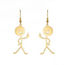 Lustige Kritzelehrringe für Damen, Edelstahl, schick, niedlich, Smiley-Mittelfinger/Basketball, baumelnd, Ohrringe, Schmuck, Freundschaftsgeschenk, Edelstahl, Kein Edelstein von UNIFT