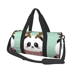 Runde Seesack mit süßem Panda-Aufdruck, leicht, für Reisen, Sport, für Herren und Damen, Schwarz , Einheitsgröße von UNIOND