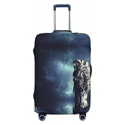 UNIOND Outer Space Galaxy Astronaut bedruckte Gepäckabdeckung, elastische Kofferabdeckung, Reisegepäckschutz, passend für 45,7-81,3 cm Gepäck, Schwarz , M von UNIOND
