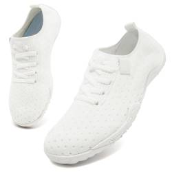 UNQWQZ Laufschuhe Turnschuhe Damen Leicht Sportschuhe Outdoor Sneaker Damen Hallenschuhe Sommerschuhe Bequem Straßenlaufschuhe Jogging Fitness Schuhe Weiss 36 von UNQWQZ