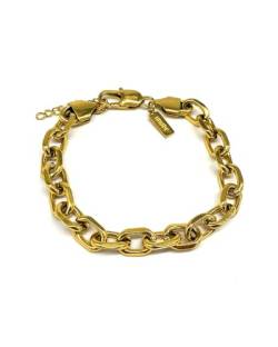 UNSHINEBAR Cable Link Armband für Herren und Damen - Streetwear Elegantes Glieder Armband aus Edelstahl und 18K Gold - Wasserfestes Chunky Chain Armband in 8mm Breite - Verstellbare Größe (Gold) von UNSHINEBAR