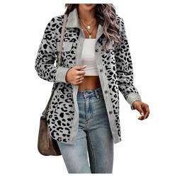 UNeedVog Frauen Lässige Jacke Vintage Leoparden Druckmantel Anholzknöpfen Jacken Langarm Outwear Outwee von UNeedVog