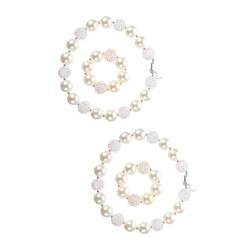 UPKOCH 2 Sets Halsketten Set Spielzeugperlen Spielschmuck Armbänder Spielzeug Für Schmuck Perlenohrringe Für Frauen Goldene Halskette Für Frauen Vergoldete Halskette Acryl Weiß von UPKOCH