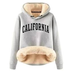 UPOI 2024 Damen Winter Sweatshirt Fleece Sherpa Gefütterter Pullover mit Kapuze Lässiger Sportlicher Fleece-Hoodie von UPOI