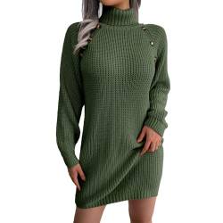 UPOI Damen Pullover Strickkleid Herbst Winter Langarm Elegant Pulloverkleid High Neck Lose Bluse Casual Locker Langarmshirts Strickpullover Herbstkleid Sweatshirt von UPOI