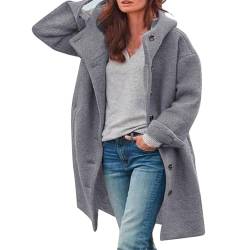 UPOI Winterjacke für Damen Lang Wollmantel Herbst Winter Jacke Parka Warm Wolljacke Locker Trenchcoat Mit Taschen Mäntel Wintermantel von UPOI