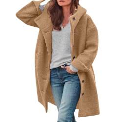 UPOI Winterjacke für Damen Lang Wollmantel Herbst Winter Jacke Parka Warm Wolljacke Locker Trenchcoat Mit Taschen Mäntel Wintermantel von UPOI