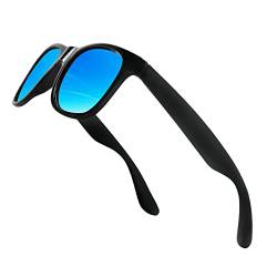 URAQT Sonnenbrille, Schwarze Retro Vintage für Herren Damen, Rahme Ultra Leicht Brille mit UV 400 Schutz, Unisex Mode Sunglasses zum Golf Fahren Angeln Reisebrille Outdoor Sport（Blaues Quecksilber） von URAQT