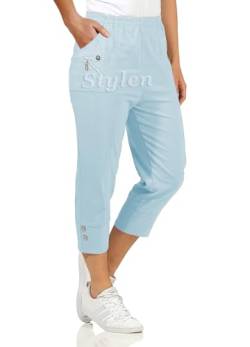 URBAN STITCH Caprihose für Damen, 3/4-Hose, weich, 3/4-Hose, Stretch, Schlupfhose, elastischer Bund, Sommer-Shorts in Übergröße, himmelblau, 52 von URBAN STITCH