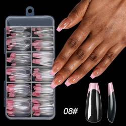 120 Stück French Tip Press on Nails künstliche Nägel vollständige Abdeckung künstliche Ballerina Nägel natürliche künstliche Nägel Press on Nails DIY Nagelkunst für Frauen von URFDCAD