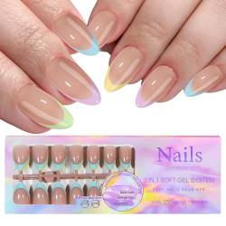 5 Farben French Tip Press on Nails Gefälschte Nägel Vollständige Abdeckung Künstliche Nägel Ballerina Natürliche künstliche Nägel Press on Nails DIY Nail Art Nail Art für Frauen von URFDCAD