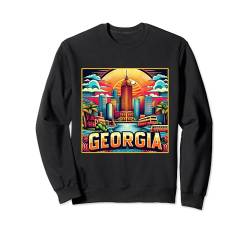 State of Georgia GA Familienausflug 80er 90er Jahre Retro City Skyline Sweatshirt von US State Apparel & Retro City Souvenir Gifts