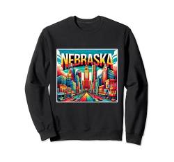 State of Nebraska NE Familienausflug 80er 90er Jahre Retro City Skyline Sweatshirt von US State Apparel & Retro City Souvenir Gifts