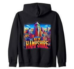 State of New Hampshire NH Trip 80er 90er Retro City Skyline Kapuzenjacke von US State Apparel & Retro City Souvenir Gifts