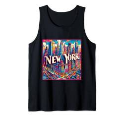 State of New York NY Familienausflug 80er 90er Jahre Retro City Skyline Tank Top von US State Apparel & Retro City Souvenir Gifts