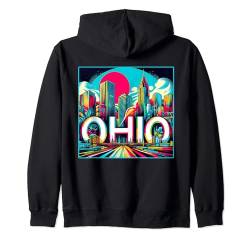 State of Ohio OH Familienausflug 80er 90er Jahre Retro City Skyline Kapuzenjacke von US State Apparel & Retro City Souvenir Gifts