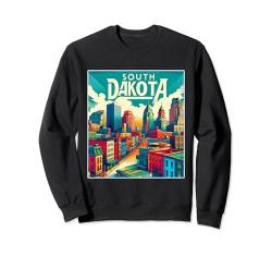 State of South Dakota Familienausflug 80er 90er Jahre Retro City Skyline Sweatshirt von US State Apparel & Retro City Souvenir Gifts