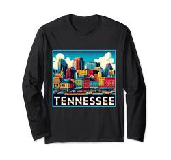 State of Tennessee TN Familienausflug 80er 90er Jahre Retro City Skyline Langarmshirt von US State Apparel & Retro City Souvenir Gifts