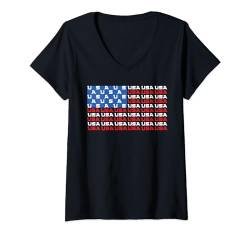 Damen USA Damen Herren Patriotische amerikanische Flagge 4. Juli T-Shirt mit V-Ausschnitt von USA Patriotic American Flag Gifts Co.