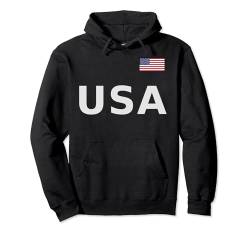 USA mit amerikanischer Flagge Fahne über der Schrift Pullover Hoodie von USA - Vereinigte Staaten von Amerika Designs