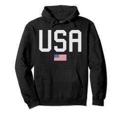 USA mit amerikanischer Flagge Fahne unter der Schrift Pullover Hoodie von USA - Vereinigte Staaten von Amerika Designs