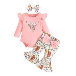 UUAISSO Infant Neugeborenes Baby Mädchen Kleidung Set Rüschen Langarm Tops Baby Schlaghosen Hosen Kleidung Sets Geschenke Rosa 3-6 Monate von UUAISSO