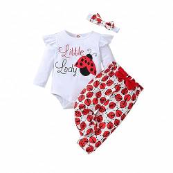 UUAISSO Infant Neugeborenes Baby Mädchen Kleidung Set Rüschen Langarm Tops Baby Schlaghosen Hosen Kleidung Sets Geschenke Rot 6-9 Monate von UUAISSO