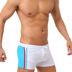 UXH Herren Push-Up Pad Badehose Gepolsterte Tasche Sexy Bademode Sonnenbad Surf Strand Shorts, Weiß, Mittel von UXH