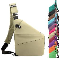 Flexr-Tasche, Flex Tasche Damen,Diebstahlsichere Tasche,Anti Diebstahl Tasche Damen,Diebstahlsichere UmhäNgetasche,Anti Diebstahl Tasche (Khaki,linke Schulter) von UZIPZ