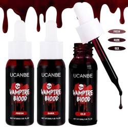 UCANBE Halloween Kunstblut Realistische (3er Set) - Fake Blood Abwaschbar Blutstropfen für Karneval Theater Unfug Zombie Vampir Clown Monster Cosplay Spezialeffekte Make Up von Ucanbe