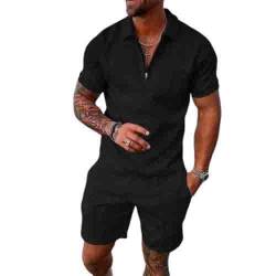 Herren Trainingsanzug Set Lässig Sportanzug Casual T Shirts Und Kurze Hose Jogginganzug Herren Set Baggy Freizeitanzug 2 Teiliges Bedruckter Polo Hemd Set Strand zweiteiliges Set von Udbeksid