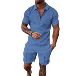 Herren Trainingsanzug Set Lässig Sportanzug Casual T Shirts Und Kurze Hose Jogginganzug Herren Set Baggy Freizeitanzug 2 Teiliges Bedruckter Polo Hemd Set Strand zweiteiliges Set von Udbeksid