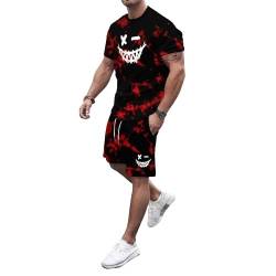 Udbeksid Trainingsanzug für Herren Sommer Sportanzug 2 Teiliges Outfit Sport Set Kurzarm Sportanzug T-Shirts + Kurze Hose Männer Trainingsanzug Sporthose Männer Kurze Hosen + T Shirt Set von Udbeksid