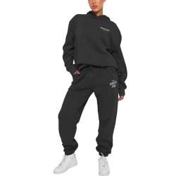 White Fox Briefdruck Jogginganzug Damen Zweiteiler Oversize Trainingsanzug Set Kapuzenpullover + Sporthose Damen Jogginganzug Training Sportanzug Set Fitness Hausanzug Stilvoller Tracksuit Anzug von Udbeksid