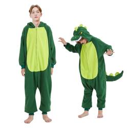 Udekit Weich Schlafanzug Einteiler Niedlicher Dinosaurier Pyjama Robe Strampler Nachtwäsche Cosplay Kostüm Karneval und Halloween Party für Erwachsene X-Large von Udekit