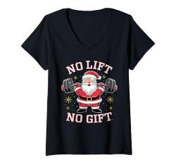 Damen Weihnachten Christmas Fitness geschenk GYM Santa Claus T-Shirt mit V-Ausschnitt von Ugly Christmas Geschenk Kleidung Xmas Weihnachten