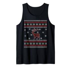 Hirsch Plaid Elch Happy Christmas Funny Ugly Christmas Tank Top von Ugly Christmas Ornament Supply For December Gift