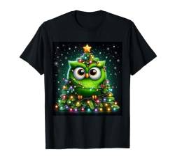 Eule Xmas Tree Eulen Weihnachtsbaum Deko Merry Christmas T-Shirt von Ugly Xmas Tier Weihnachtspullover Familien Outfit