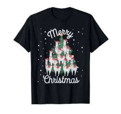 Lama Xmas Tree Lamas Weihnachtsbaum T-Shirt von Ugly Xmas Tier Weihnachtspullover Familien Outfit