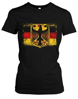 Old School Flag Deutschland Damen Girlie T-Shirt | Germany Flagge Fussball Retro Fahne WM EM (XXL) von Uglyshirt87