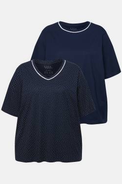 Große Größen Pyjama-Shirts, Damen, blau, Größe: 46/48, Baumwolle, Ulla Popken von Ulla Popken