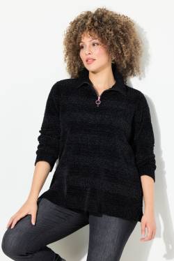 Große Größen Troyer-Pullover, Damen, schwarz, Größe: 46/48, Polyester, Ulla Popken von Ulla Popken