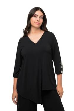 Ulla Popken Damen Asymmetrische Perlendetail am Ärmel Bluse, schwarz, 46-48 von Ulla Popken