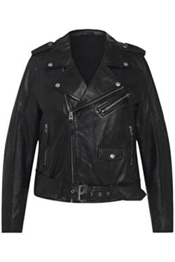 Ulla Popken Damen Lederjacke im Bikerstil Jacke, schwarz, 48 von Ulla Popken