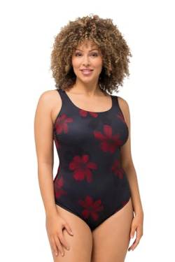 Ulla Popken Damen große Größen Übergrößen Plus Size Badeanzug, Blüten, ohne Softcups, Raffung marine 62+ 827030130-62+ von Ulla Popken