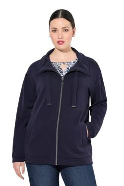 Ulla Popken Damen große Größen Übergrößen Plus Size Sweatjacke, Stehkragen, Gummisaum, Modalmix Marine 58+ 831385130-58+ von Ulla Popken