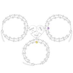 Uloveido 3 Stück BFF Layered Armbänder Set für 3 Mädchen Freunde - Edelstahl Herz Gliederkette Passende Puzzle Herz Beste Freunde Armbänder für Frauen Freundschaft Geburtstag Abschluss Geschenk, von Uloveido