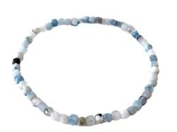 Ulrike Schmitt Edelsteinkreationen Aquamarin Edelstein Würfel 4mm facettiert Armband Stretcharmband blau grün DisplayLength 17 von Ulrike Schmitt Edelsteinkreationen