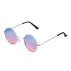 Ultra Silber mit Blauen bis Rosa Gläsern Klassische runde Unisex-Sonnenbrille – UV400-Schutz, Federscharniere, Leichtes Design für Damen und Herren – Klein Runde Sonnenbrille im Retro-Stil UVA UVB von UltraByEasyPeasyStore