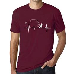 Herren Grafik T-Shirt Fischer Herzschlag – Fisherman Heartbeat – Öko-Verantwortlich Vintage Jahrgang Kurzarm Lustige Druck Geburtstag Geschenk Mann Burgund L von Ultrabasic